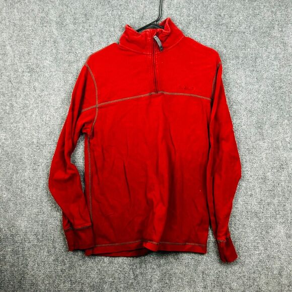Timberland Sweater Mens Medium Red 1/4 Zip Mock Neck Pullover Solid Embroidered - Picture 1 of 6